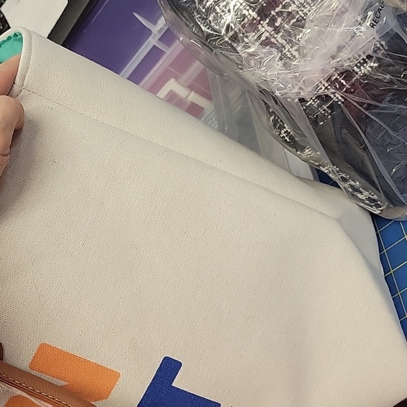 Woven Tote SUN REST FUN Canvas 20x11x8 Tote Bag - Picture 5 of 5